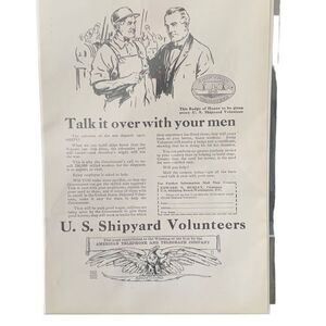 Vintage 1918 US Shipyard Volunteers Advertisement Ad Advertising